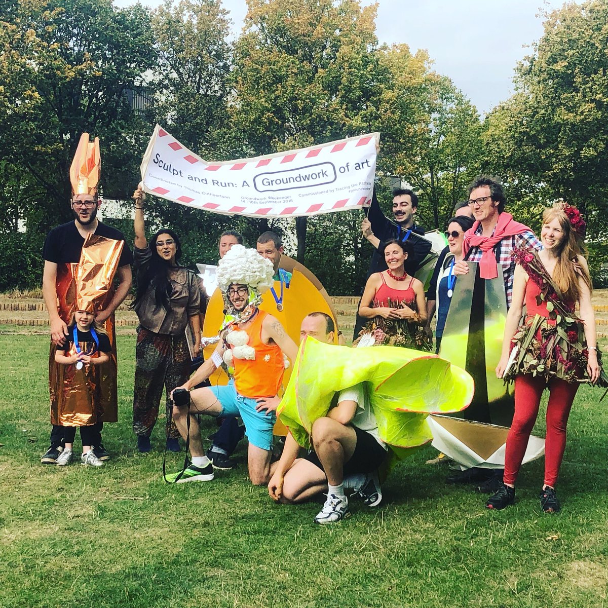 mkartscentre's tweet photo. Did you just spot sculptures running through the centre of the city? Not quite sure what you witnessed?! This art-infused fun run is an artwork by @thomasjcuth as part of #groundworkmk and they just crossed the finish line! 🏁🏃♂️🏃♀️ https://t.co/9vePmlbKyh