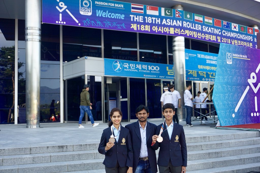simu4skate's tweet photo. My students achieved silver and bronze medal in18th asain roller skating championships 2018 South Korea
 @SriVijayaNagesh https://t.co/n9l2uO8x8a