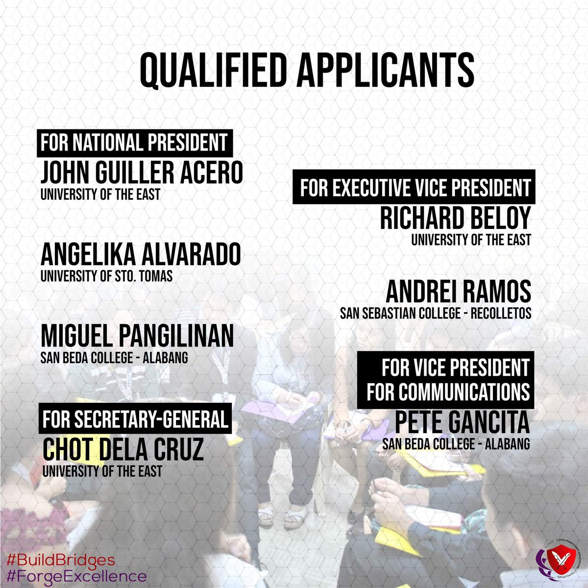 ALMAPOFFICIAL's tweet photo. Hey, Allies!
Here's the list of the qualified applicants for the National Board Elections! We wish you luck! π
#BuildBridges
#ForgeExcellence https://t.co/VWd6Uz8aqb