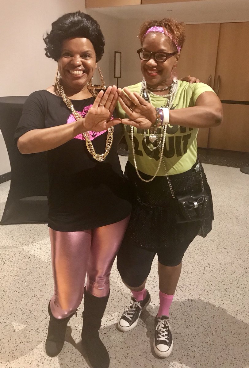 ShawnGilleylen's tweet photo. Nuthin like a good 80’s jams party to celebrate/reminisce on the good ole days! Great celebration with grown folk ole skool music and delicious crab cakes! Stompin in thèse #Baltimore streets. 80s fashion is back in #style! #80sparty #culture #80sfashion #DST1913 #DeltaDivas https://t.co/bipMQ9NMw4