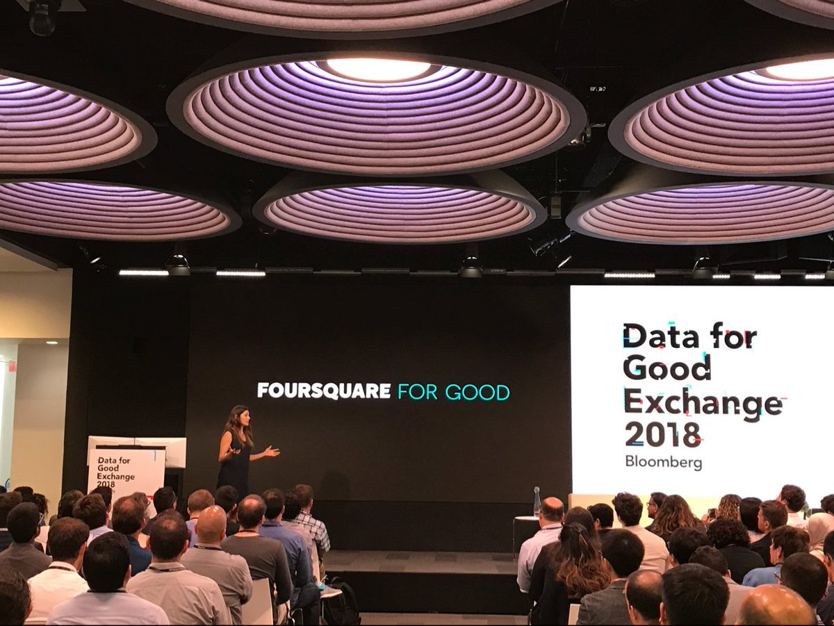 TechAtBloomberg's tweet photo. News from #D4GX: @Foursquare's @SarahSpagnolo announces #4sqforGood, the company's #data philanthropy program aimed at making the world a better, smarter, safer, more inclusive place through the power of location technology
https://t.co/xPHcnUAF12
#Data4Good https://t.co/IsfqveHVet