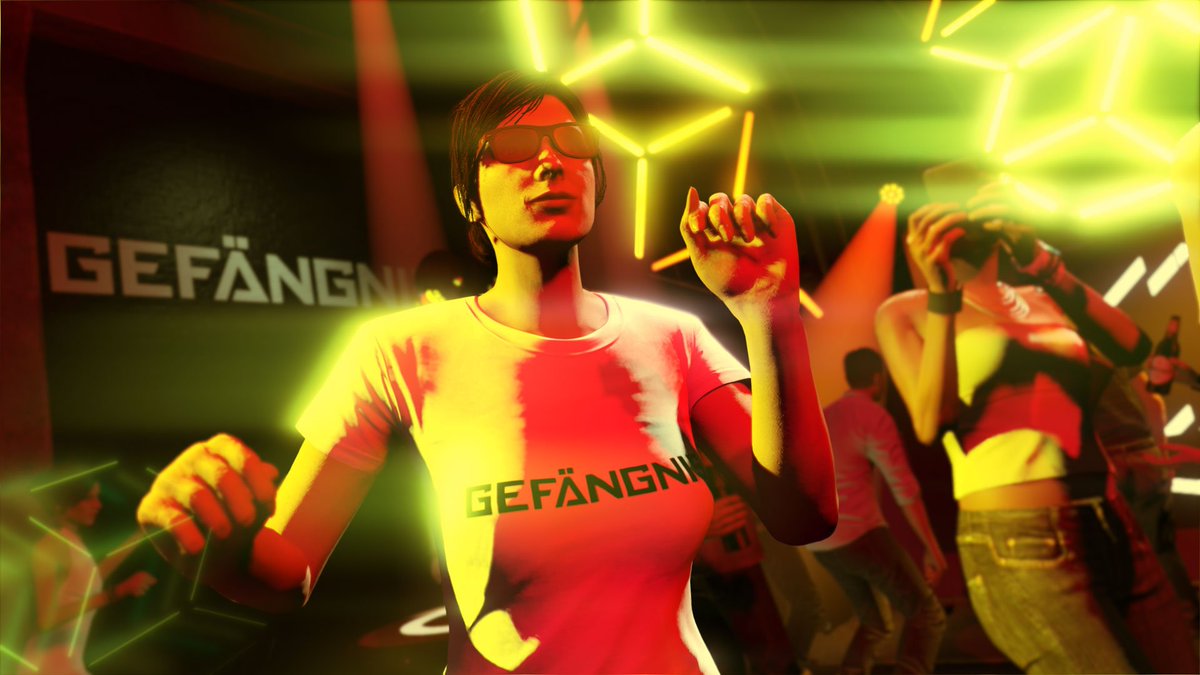 RockstarGames's tweet photo. Collect the Gefängnis T-Shirt &amp; the Sessanta Nove Multi-Color Livery for the Mammoth Avenger 
By logging in to #GTAOnline either today or tomorrow
Details: https://t.co/5nwZFpkMLh https://t.co/6v3aShyT6r