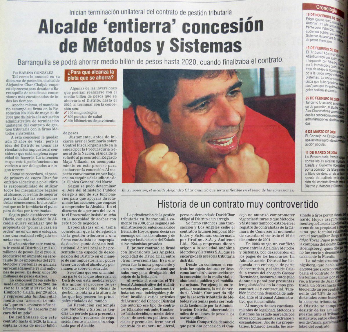 AlejandroChar's tweet photo. En la vida debemos tomar decisiones difíciles, que incluso hasta los más cercanos consideran temerarias. Hace un poco más de 10 años el voto de confianza de los bquilleros me impulsó a tomar una de ellas: acabar la lesiva concesión de Métodos y Sistemas para recaudo de impuestos. https://t.co/qbQdLrwoos