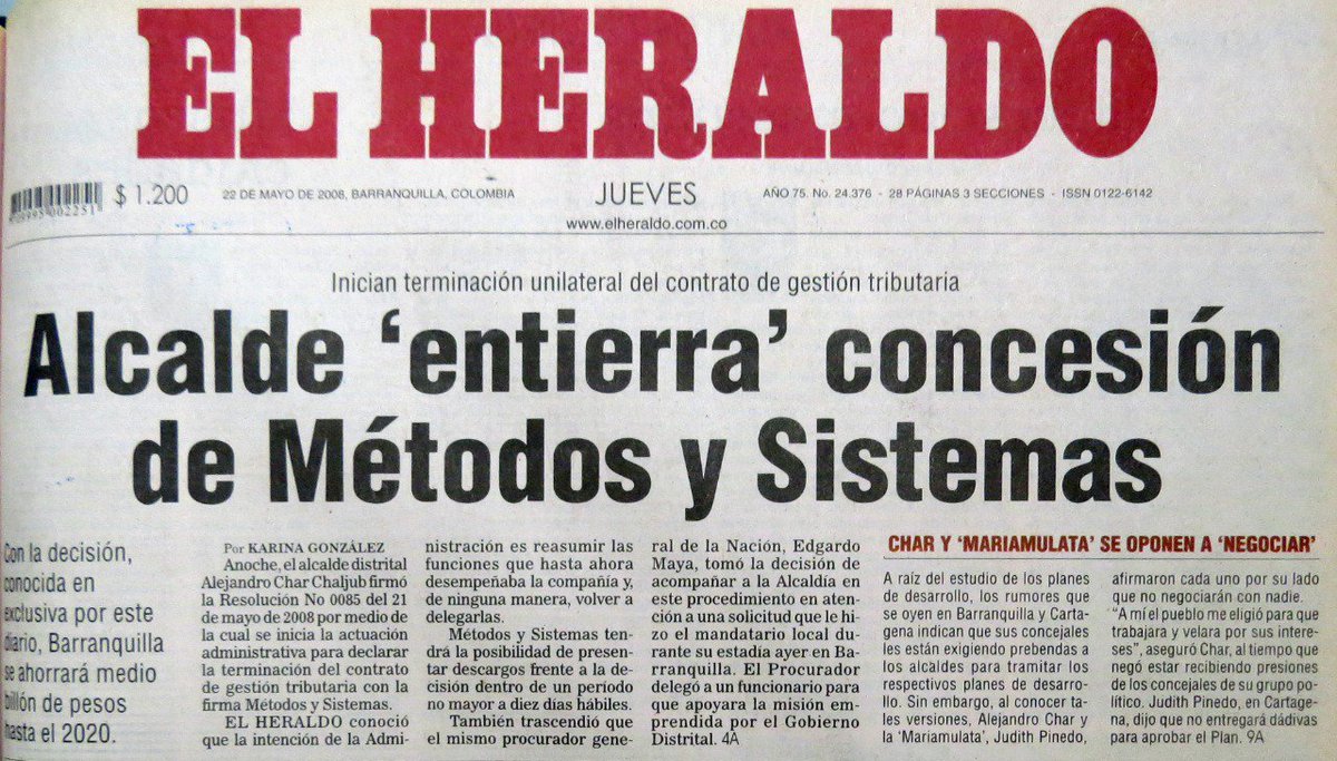 AlejandroChar's tweet photo. En la vida debemos tomar decisiones difíciles, que incluso hasta los más cercanos consideran temerarias. Hace un poco más de 10 años el voto de confianza de los bquilleros me impulsó a tomar una de ellas: acabar la lesiva concesión de Métodos y Sistemas para recaudo de impuestos. https://t.co/qbQdLrwoos