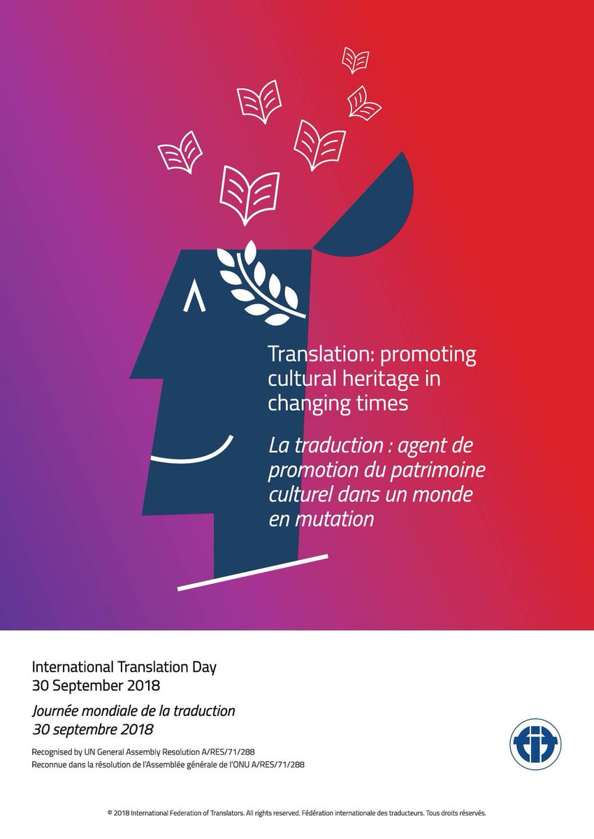 Weil ich es immer wieder anders lese und höre: Der 30. September ist der Internationale Tag des Übersetzens, nicht der "Internationale Übersetzertag". Die offizielle UN-Bezeichnung hat in meinen Augen gute Gründe. un.org/en/events/tran… #ITD #ITD2018 #xl8Day2018 #Hieronymustag