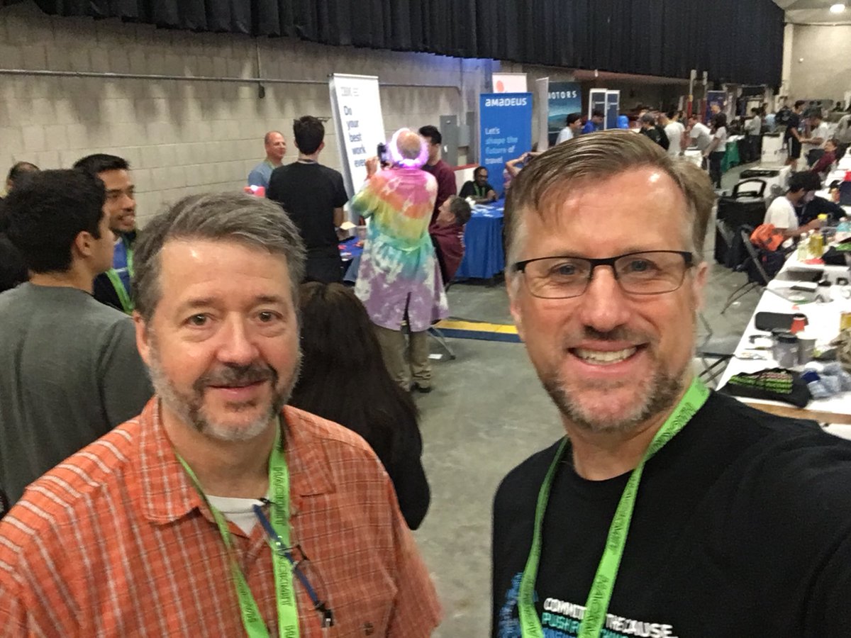 timroexp's tweet photo. Getting ready to judge projects at #HackMIT2018 with @texasjimgray! Excited to see the innovation. #CallforCode https://t.co/2Su6t8hdRm