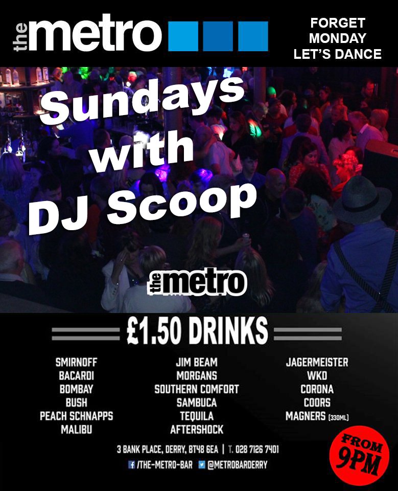 Yep it's official... Sunday Nights We Party 9pm to late... All Requests welcome, get theminto DJ Scoop..