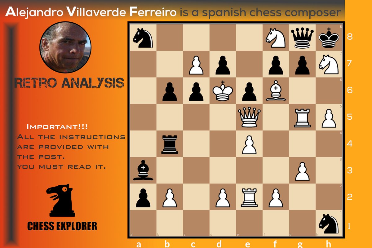 SettimoElo's tweet photo. Hi chess fans,
we post this retrograde analysis made by #AlejandroVillaverdeFerreiro!
It's easy to say: Who made the last move in this position?
Black or white?
Can you solve this one?
#chess #chessexplorer #settimoelo #alejandrovillaverdeferreiro #retrogradeanalysis https://t.co/6Iati3iW0J