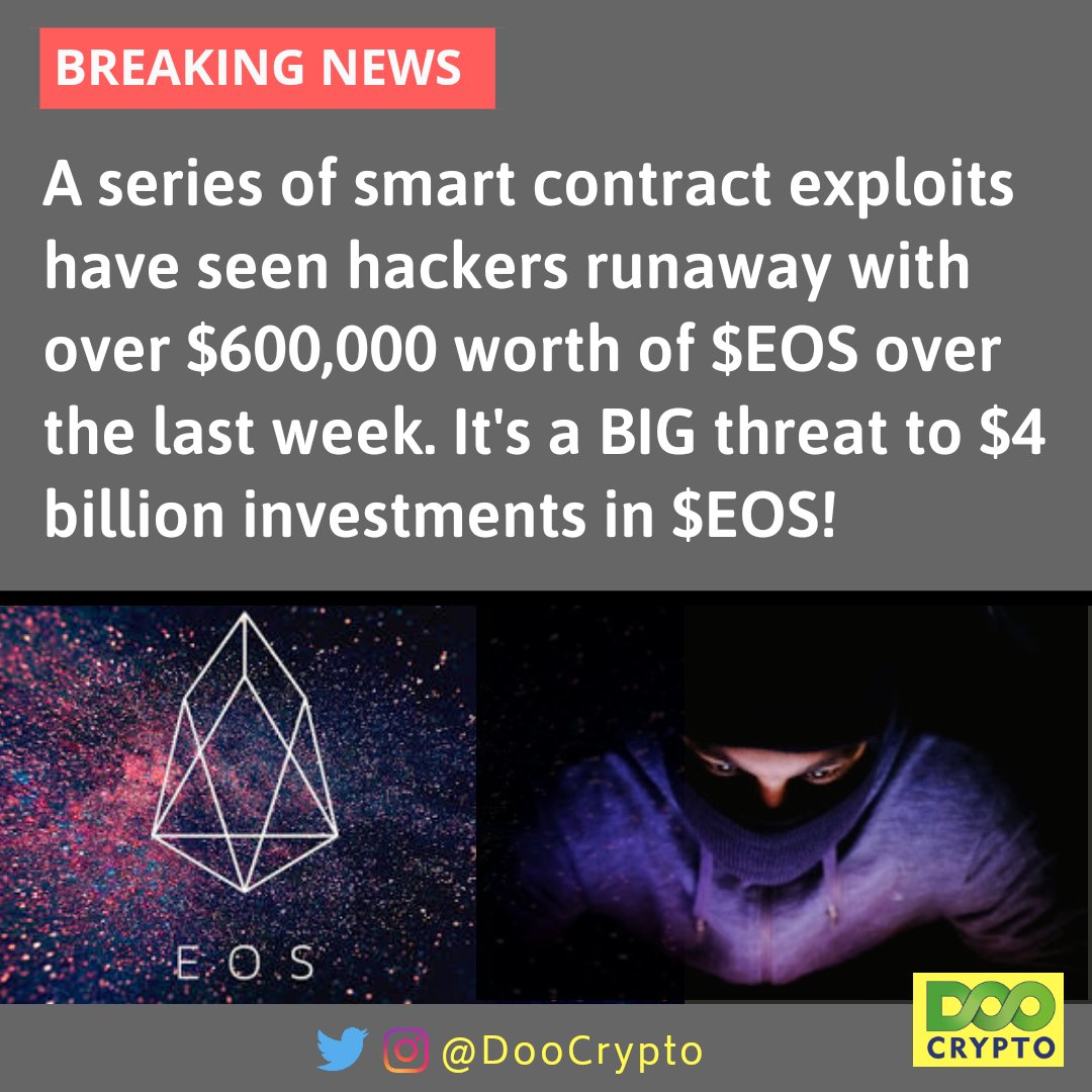 CryptoDoo's tweet photo. Raising questions regarding security of the $4 billion “Ethereum killer” #EOS blockchain😳😥

We may see a volatile market, trade carefully!

#Blockchain #bitcoin #cryptocurrency #cryptosignals #cryptonews #fud #hodl https://t.co/xoHgYBQ6SA