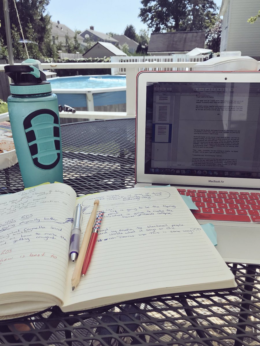 _kmbooks_'s tweet photo. Taking advantage of one of the last few NY summer days and writing on the deck #book2of3 #sequel https://t.co/tOsuqar21v