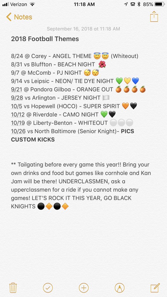 VBHS_Students's tweet photo. ANNOUNCEMENT! The theme has been changed for the Week 10/ Senior Knight football game (10/26) the new theme will be PICS CUSTOM KICKS! If you don’t have apparel contact @picscustomkicks who will be selling shirts for $5! https://t.co/sHmfEMirwE