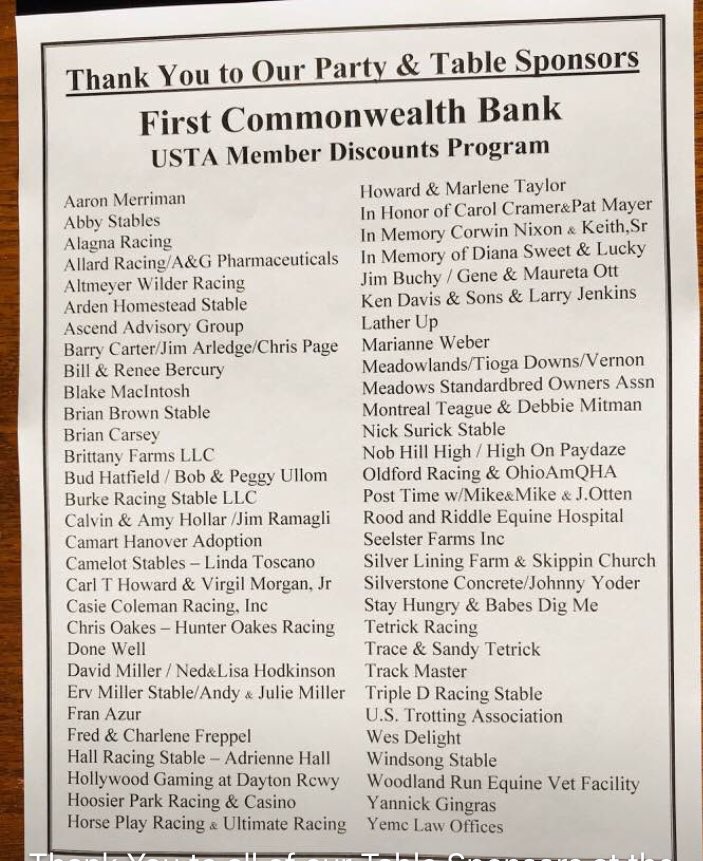 NewVocations's tweet image. A big thank you to all of our wonderful sponsors for The Pre-Jug Party &amp;amp; Charity Auction! @newvocationsSTB @LB_Jug #Jugweek #harnessracing