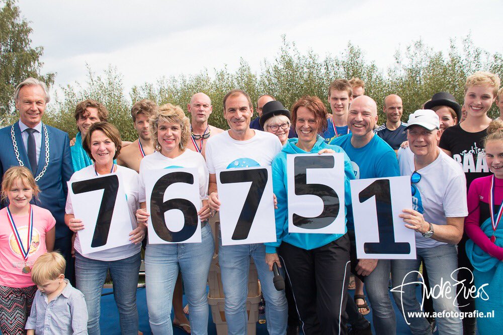 Swim to Fight Cancer Apeldoorn 2018 zit er op. Wat een prachtige dag hebben wij er met zijn allen van gemaakt. Zwemmers, vrijwilligers, sponsoren, organisatie en de toeschouwers.
Wij zijn trots en blij met de voorlopige eindstand.
Je kunt de komende 2 weken nog doneren