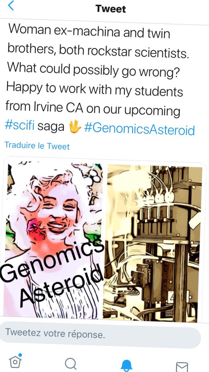 cathcoste's tweet photo. #GenomicsAsteroid 1 of the twin brothers is a #transhumanist; 1 isn’t. Both are rockstar scientists. Meet Hugo, leading the mission on #DRD4, an asteroid. In this #scifi written by my students from #Irvine you will discover cool gene editing tool #CRISPR can have stunning effects https://t.co/oJKimXh7xz