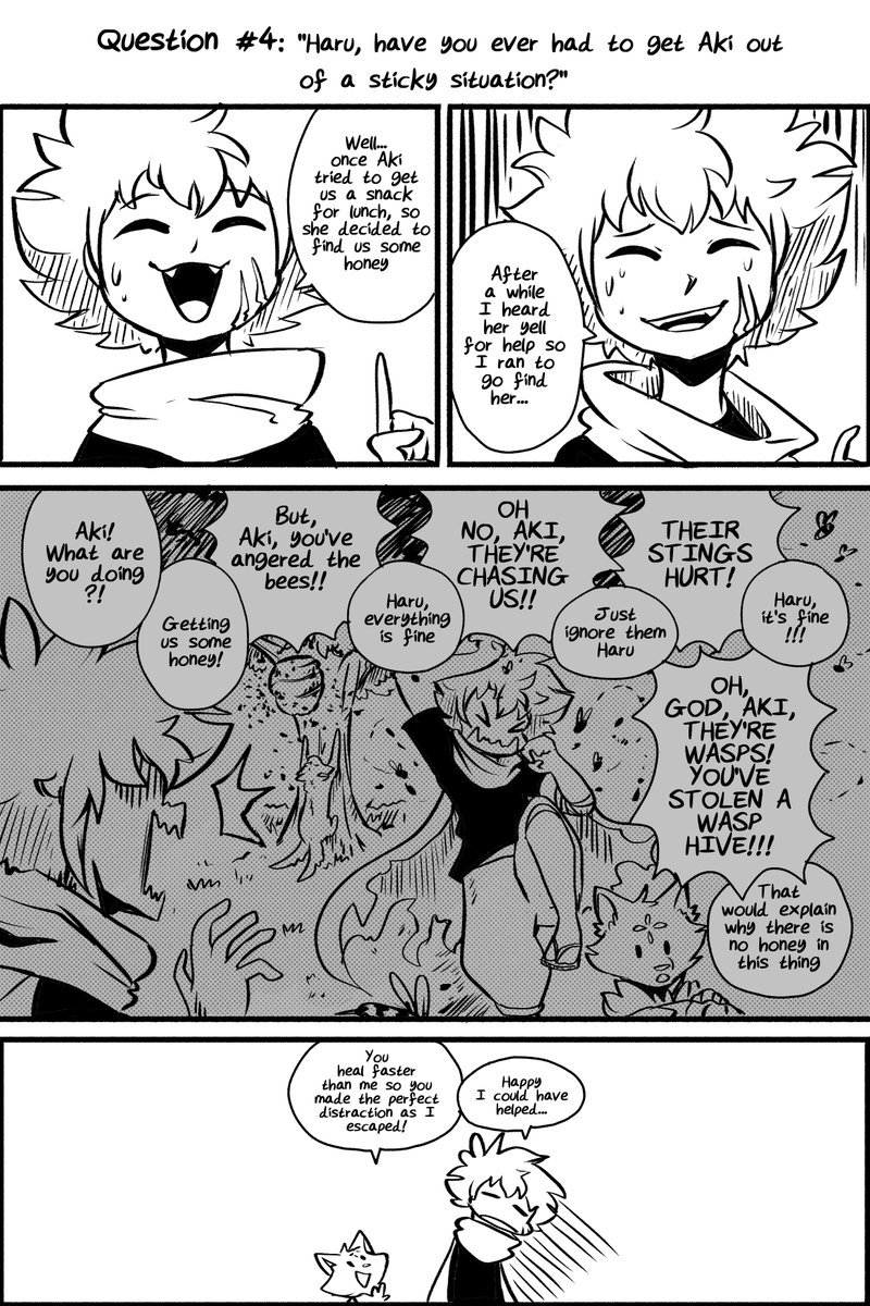 ManickComic's tweet photo. ✨MANICK Q&amp;A #1 - QUESTION #4 ✨

"Haru, have you ever had to get Aki out of a Sticky situation?"

(Finishing up already existing questions, the next Q&amp;A will be same time next month!: https://t.co/oTYv3Cq9Ku) https://t.co/vYL4s7MxeJ