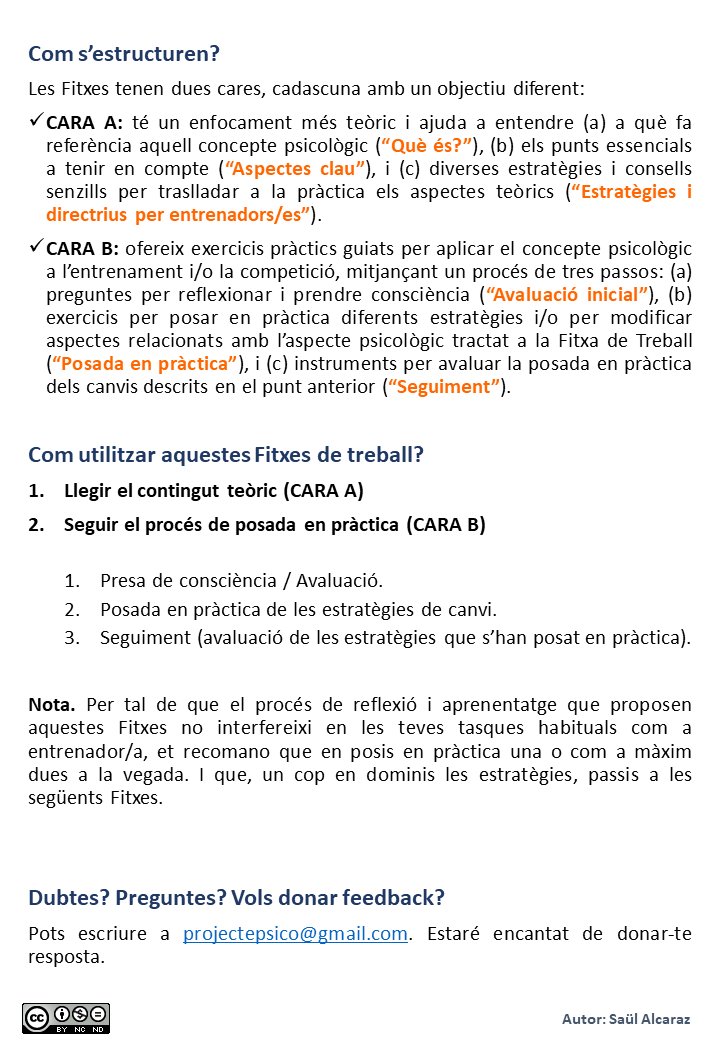 AlcarazSaul's tweet image. Començo la difusió de fitxes de treball psicològic per entrenadors/es de bàsquet. Durant 10 dies, publicaré diàriament una fitxa per posar en pràctica elements clau de la psicologia de l'esport, separades en entrenadors/es de rendiment i formació. Compartiu-les tant com vulgueu!