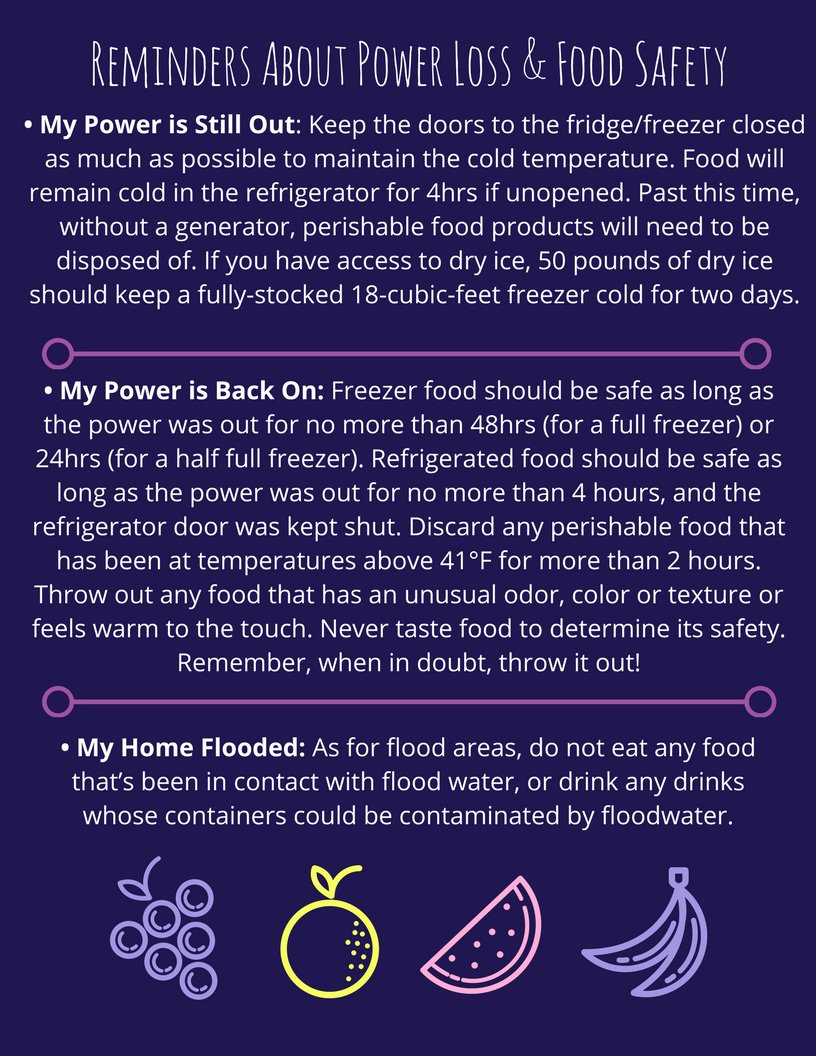 GDAFoodSafety's tweet image. RT @DetFoodsafe: RT @GDAFoodSafety: Here's a quick #foodsafety reminder about what to do if you or someone you know has #lostpower or experienced #flooding. #hurricanemichael