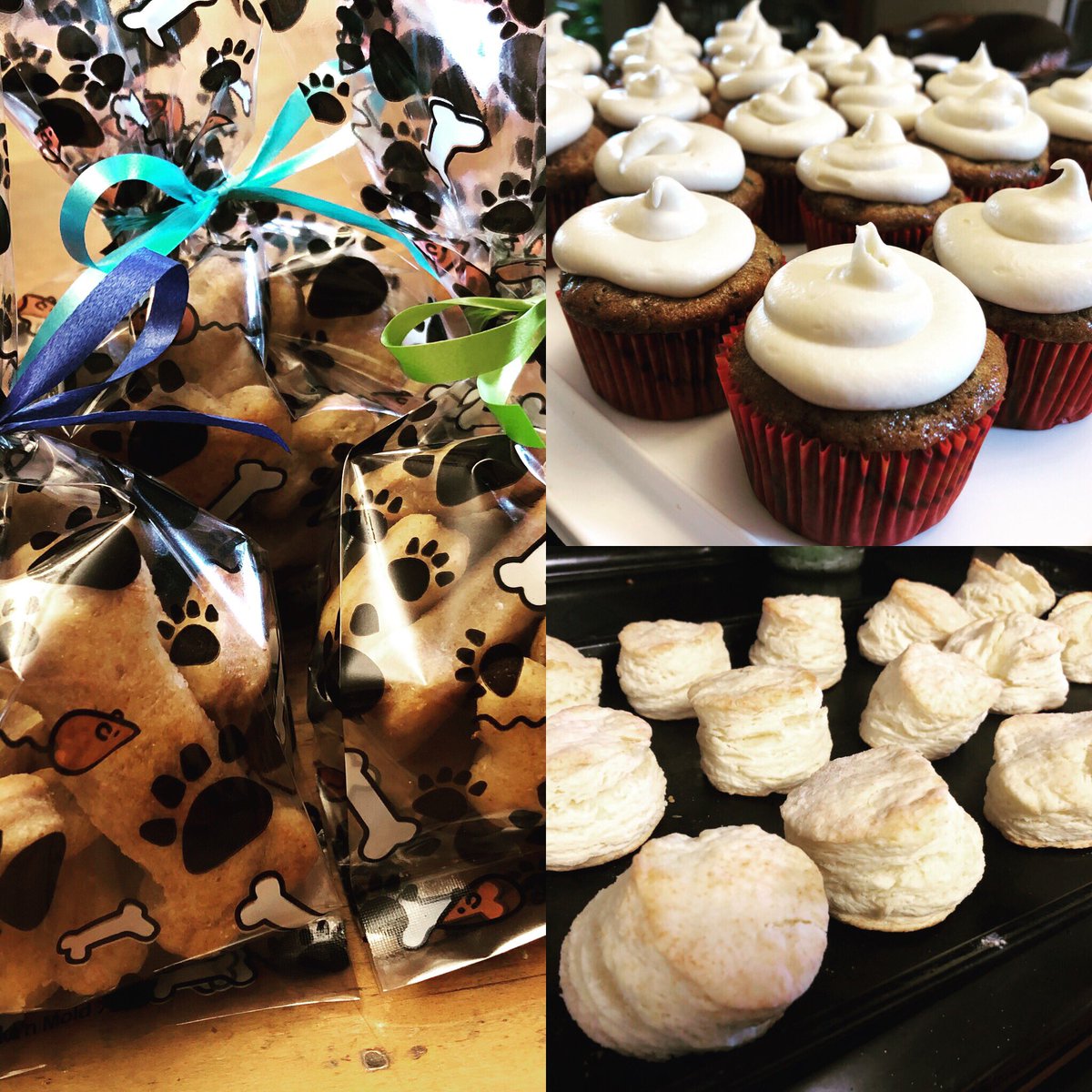 Cupcakes, biscuits and even dog cookies ready for tomorrow’s bake sale. #CeridianCares
