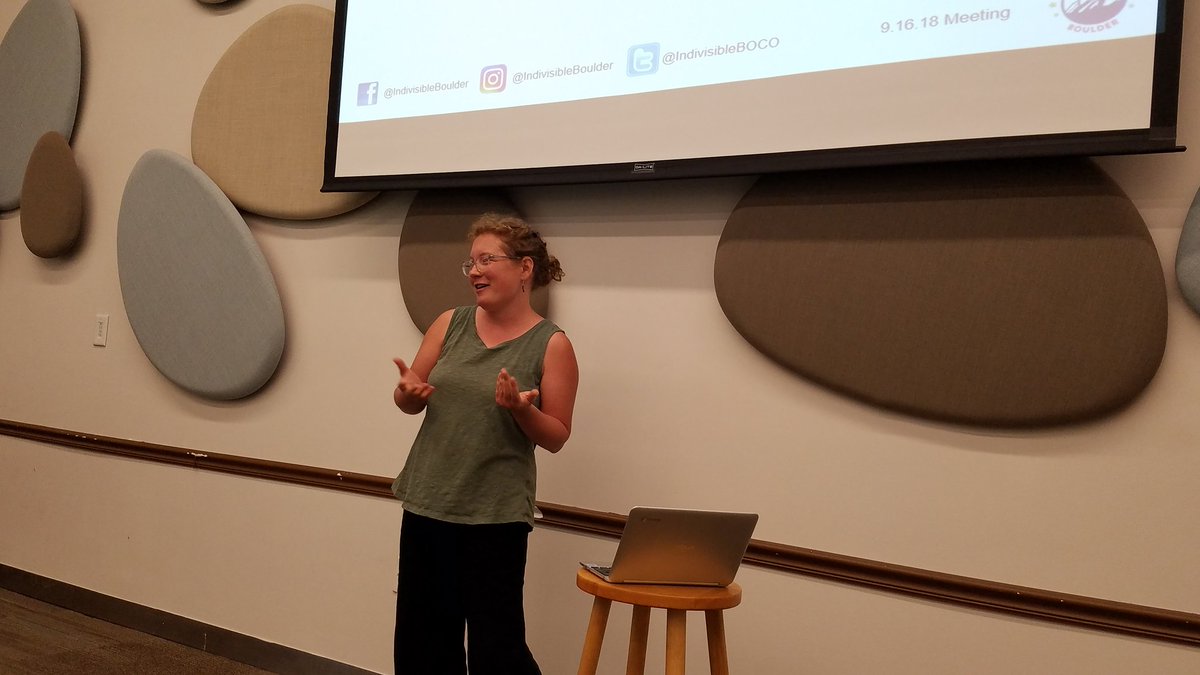 Our second speaker at today's <a href="/IndivisibleBOCO/">Indivisible Boulder</a> monthly meeting is Rebecca from <a href="/SURJBoulder/">Boulder SURJ</a>