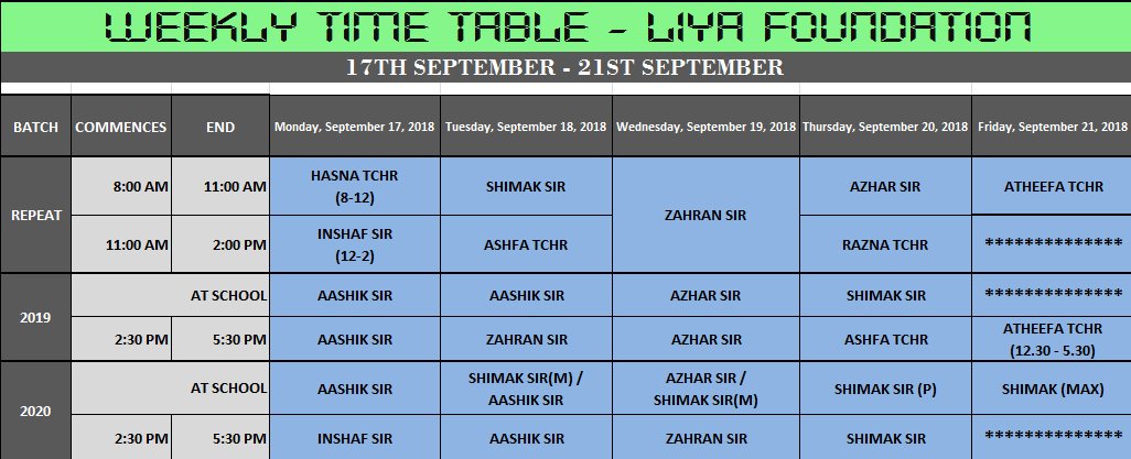 LIYAscience's tweet photo. #Rpt
#2019
#2020
17th - 21st sep schedules is here
#weekly_schedule https://t.co/KQUdYkZ3VK