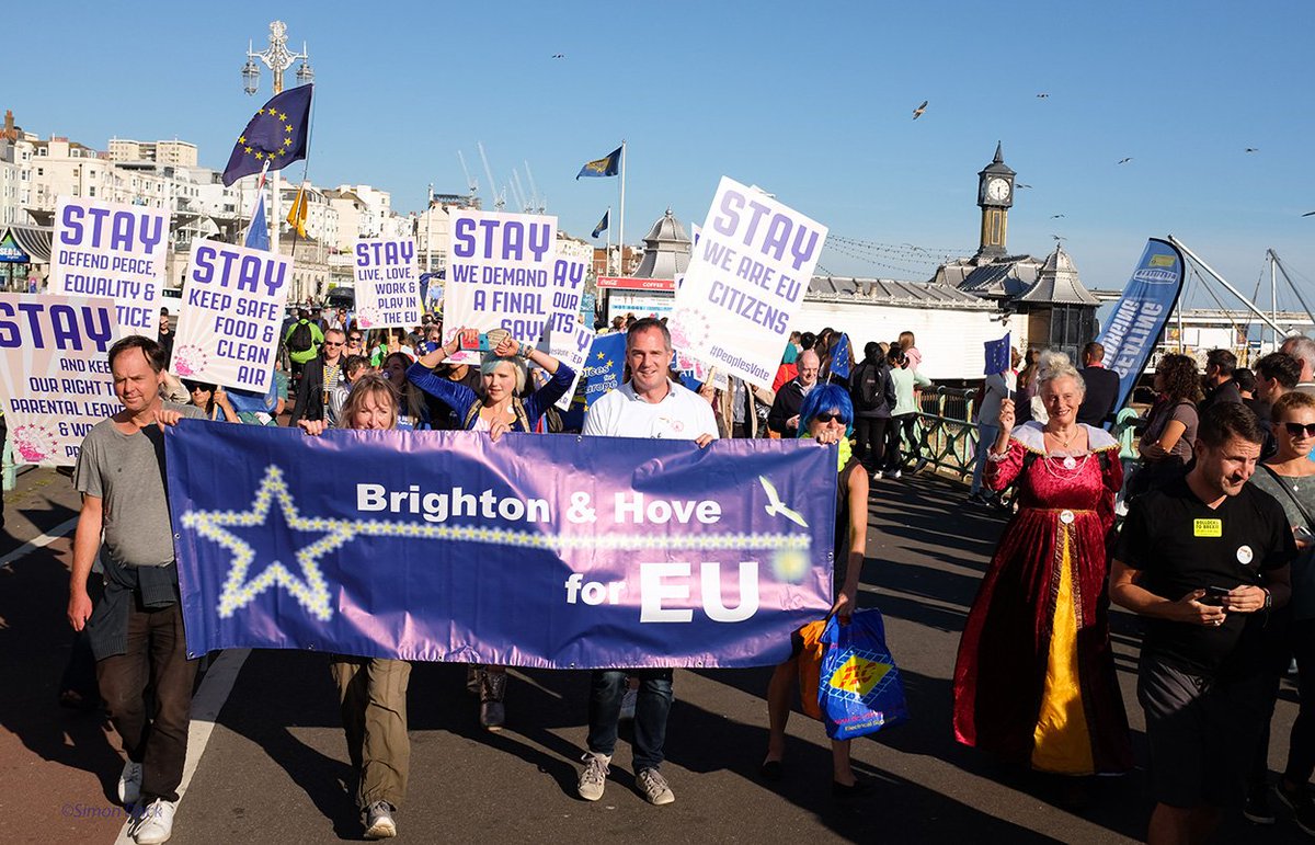 simondackpix's tweet photo. Anti Brexit protest march in Brighton today @AlamyNews @brightonargus #PeterKyleMP #LibDems #LibDemConf #Brighton #PeoplesVote #Europe https://t.co/MU0A3s7TaN