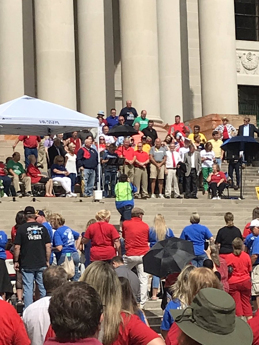 AFT_Putnam's tweet photo. @AFTWV President @cjobell speaking at the Unity Rally! #55strong #55united #FixPEIA #RememberInNovember https://t.co/EVAZu4r2V4