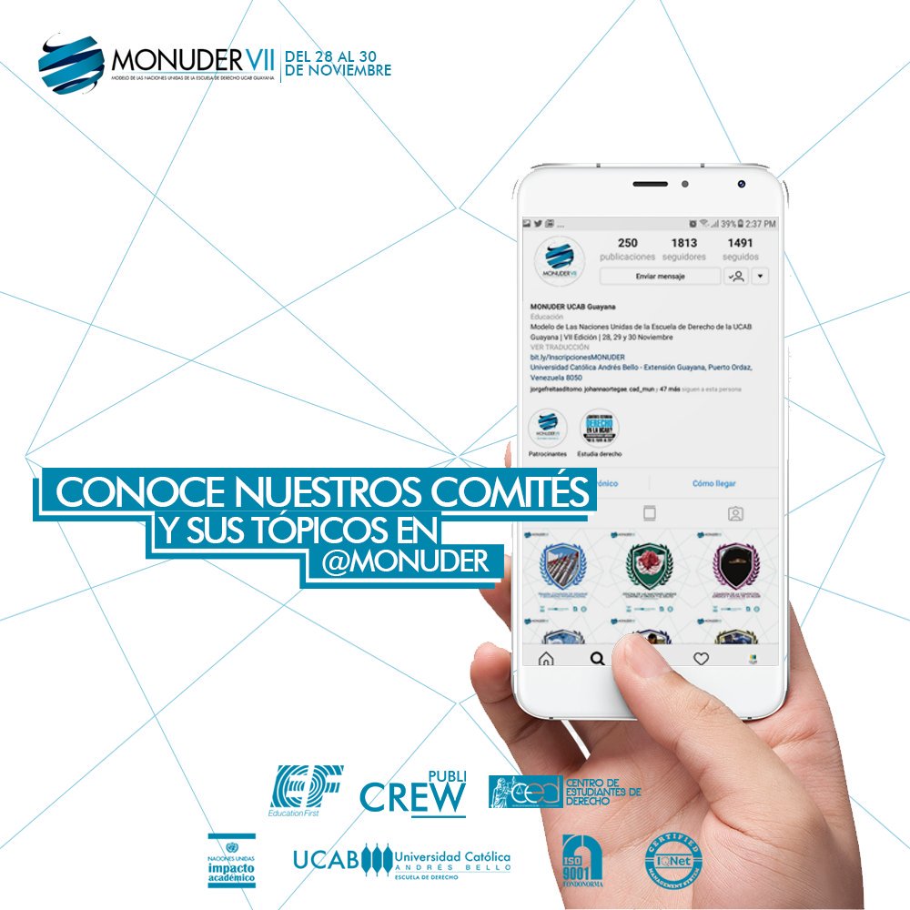 MONUDER's tweet image. ¡Ya estamos calentando motores para nuestra VII Edición en Noviembre! ¡Entra en nuestro perfil de Instagram @monuder y conoce nuestros comités! #MUN #UCABGuayana #Venezuela