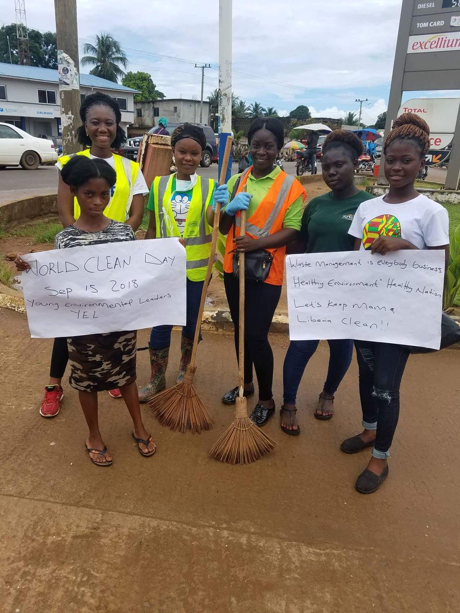 yel_young's tweet photo. Today we join thousands of people from more than 150 countries to celebrate "WORLD CLEAN-UP DAY".
Members of #YEL gathered at ELWA and CHICKEN SOUP FACTORY JUNCTIONS.
World clean-up day is a social movement intended to keep our environment free of trash.

#YEL
#WCD2018
#LBRYOUTHS https://t.co/h8DDnuM72W
