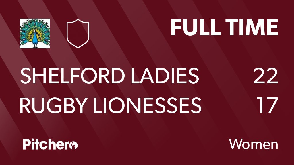 ShelfordRugby's tweet photo. FULL TIME
Shelford Ladies 22
Rugby Lionesses Ladies 17
#PeacockFamily
https://t.co/KgEPvMsfAZ https://t.co/kJ6Y5ygqIL