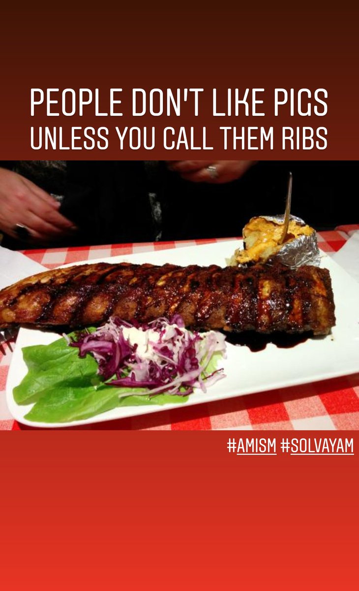 hartur43's tweet photo. People don't like pigs unless you call them ribs. #AMISM #SolvayAM https://t.co/7LJUA3CT3T