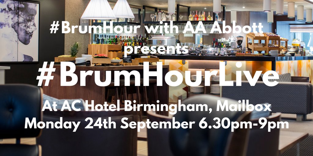 BrumHour's tweet photo. #BrumHourLive is back at @ACHotelBirm on Monday 24th September with #BrumHour and sponsor @AAAbbottStories 
Relaxed, informal and independent networking at @Mailboxlife 
Register for your FREE ticket:
https://t.co/XlsQrPwbFf
#Birmingham https://t.co/xOwTTJYuSx
