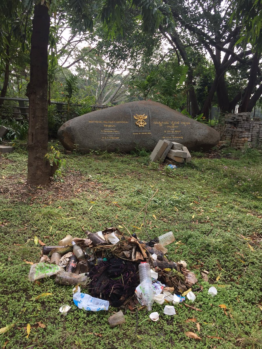 NMMBangalore's tweet photo. Reminder: saw The NMM Foundation Stone today with #Garbage in front. Quite telling, this picture. Some places we use incense as offering, as respect...Sometimes, we just demonstrate how we REALLY think of something.And we are allowing this? #Shame. Pl #CompleteNMM @CMofKarnataka https://t.co/loEyzey5wM