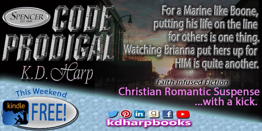 kdharpbooks's tweet photo. #kindledeals #Romance #Suspense faith-infused CODE PRODIGAL is free today! What a #bookloversale!  Ends Monday. 
...Exciting, phenom response so far! Thanks to all! ENJOY! https://t.co/XuoT3GMQhq