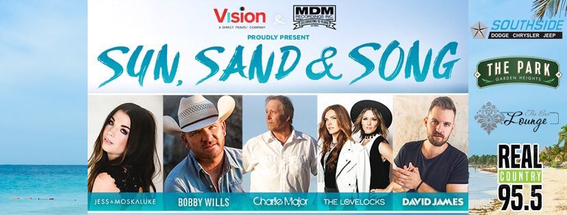 VinnieTaylor's tweet photo. Start your day #TheRealWakeup way! Join @RandiChase and I @realcountry955 for a chance to win your way Mexico with @jessmoskaluke @HeyLovelocks @real_davidjames @BobbyWillsMusic and @cbmajor54 to celebrate @MDMRecordings 10th Anniversary! #SunSandSong #BeachTime https://t.co/7chRSQMpJ4
