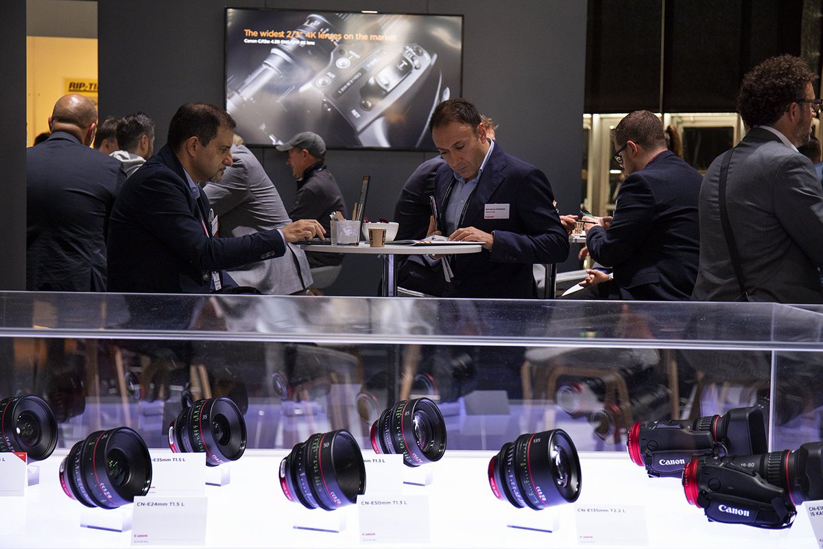 CanonCNA's tweet photo. A little impression of a day on the Canon stand at @IBCShow. FInd out what not to miss here: https://t.co/aVLjcLS6W9 #IBC2018 #Broadcast #Professionalimaging https://t.co/UMcZ42HvFG