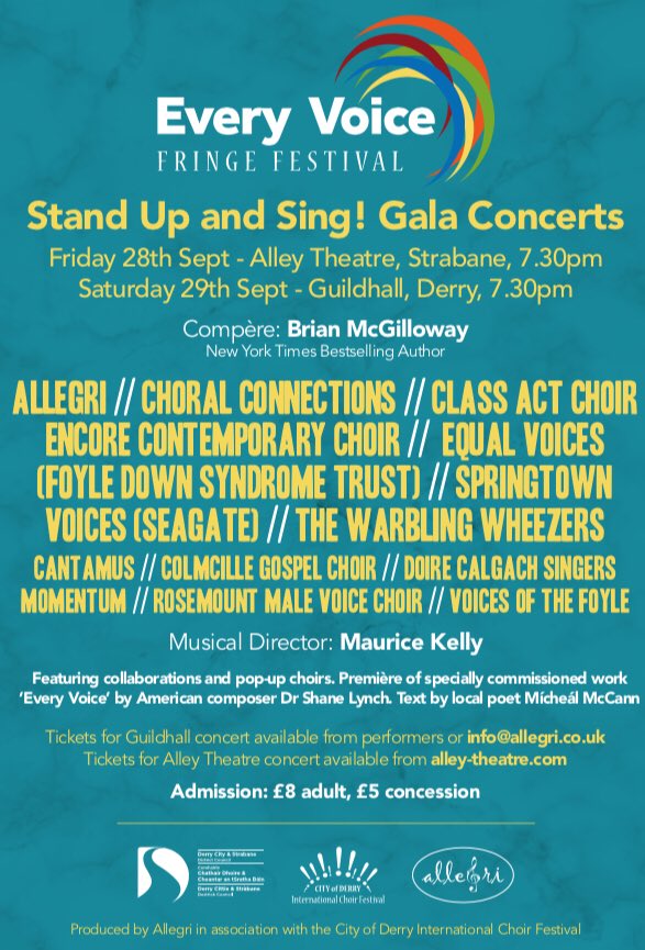 Allegri (@allegriderry) on Twitter photo An evening of collaborations, commissioned works and choral classics from choirs throughout <a href="/dcsdcouncil/">Derry Strabane Cncl</a> and Donegal! concerts will take place in <a href="/TheAlleyTheatre/">The Alley Theatre</a> on the 28th September and the Guildhall, on 29th September
#EveryVoice #lovechoral #derrychoirfest #musicmatters An evening of collaborations, commissioned works and choral classics from choirs throughout <a href="/dcsdcouncil/">Derry Strabane Cncl</a> and Donegal! concerts will take place in <a href="/TheAlleyTheatre/">The Alley Theatre</a> on the 28th September and the Guildhall, on 29th September
#EveryVoice #lovechoral #derrychoirfest #musicmatters