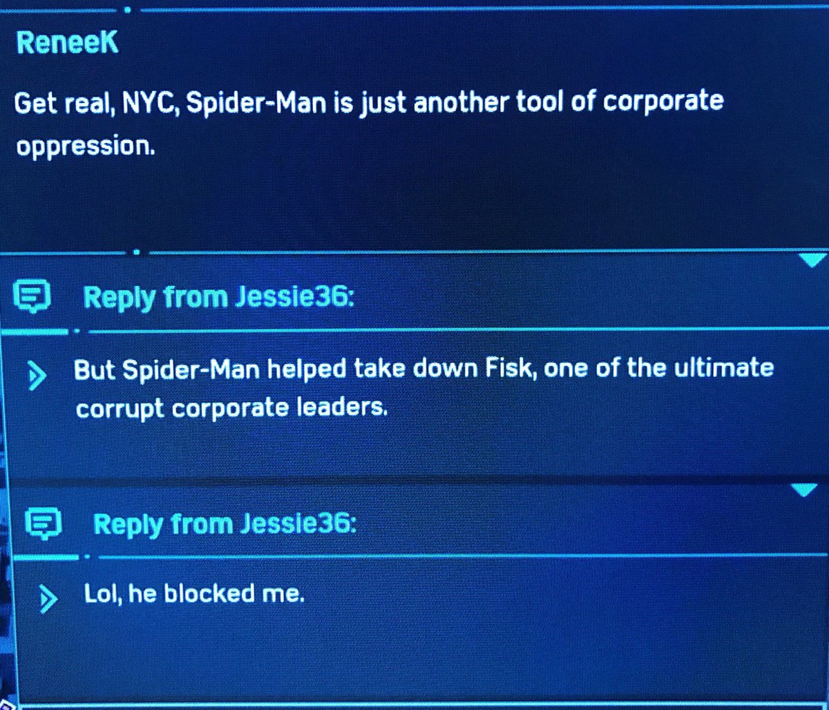maskedProdigy's tweet image. The twitter feed in the Spider-Man game is accurate as hell. Lol