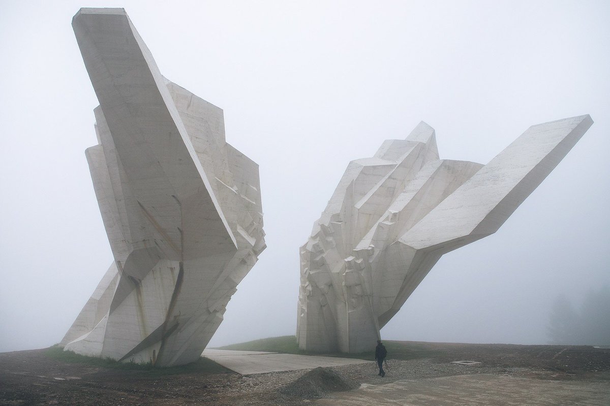 e_nikiforov's tweet photo. @FuelPublishing @BrutalHouse #spomenikdatabase The Battle of Sutjeska Memorial Monument Complex in the Valley of Heroes, Tjentište, Republic of Srpska, Bosnia &amp; Hercegovina, 1971 
By Miodrag Živković, ~19m high and ~25m wide, poured concrete and rebar. https://t.co/YE1KHjGiuP