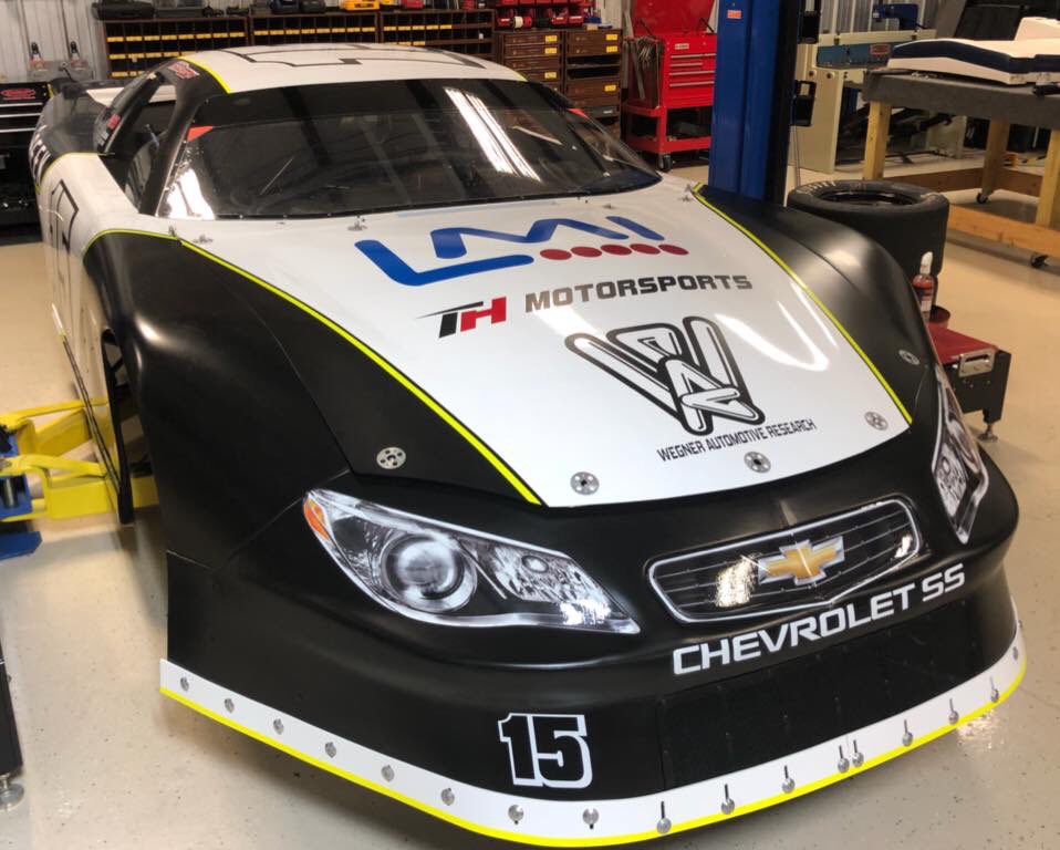 BH_DesignsGa's tweet photo. Satin black gloss white &amp; flor yellow wrapped Super Late Model for TH Motorsports.   Good luck guys. https://t.co/hhbAbMDp7L
