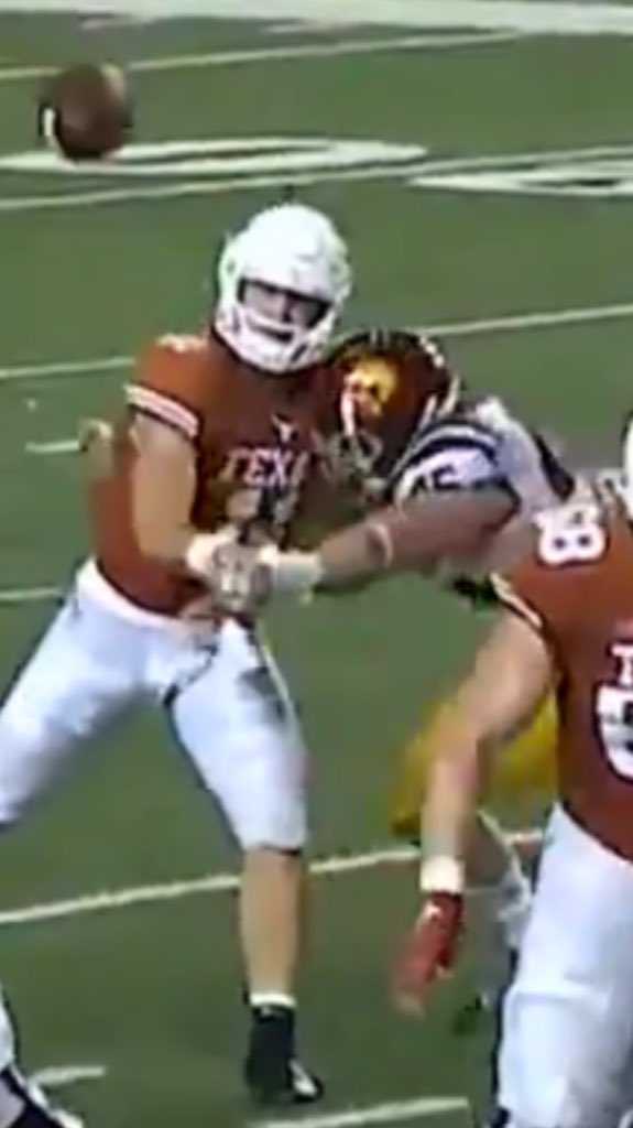 shigginson88's tweet photo. After further review it’s a clean violent hit. #45 was just playing football and did not leave his feet to spear in any way and furthermore hit his shoulder pads. White hat will be put on disciplinary action until further notice for being a dumb ass! https://t.co/YR0Z8OomLZ
