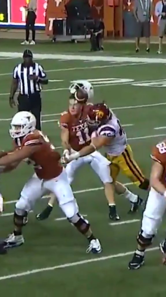 shigginson88's tweet photo. After further review it’s a clean violent hit. #45 was just playing football and did not leave his feet to spear in any way and furthermore hit his shoulder pads. White hat will be put on disciplinary action until further notice for being a dumb ass! https://t.co/YR0Z8OomLZ