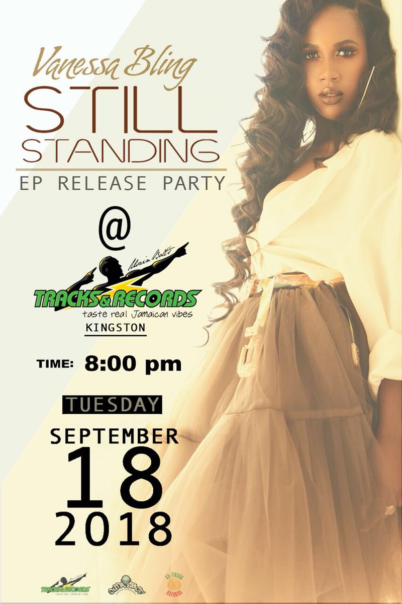 UBTandR's tweet image. Catch Vanessa Bling's EP Release Party this Tuesday right here at UBTR Kingston starting at 8pm!
STILL STANDING - September 18, 2018 🎵
Are you ready? 🤔
#StillStanding #VanessaBling #TracksandRecords #Kingston #OchoRios #MontegoBay #Jamaica #ThisIsWhatWeDo