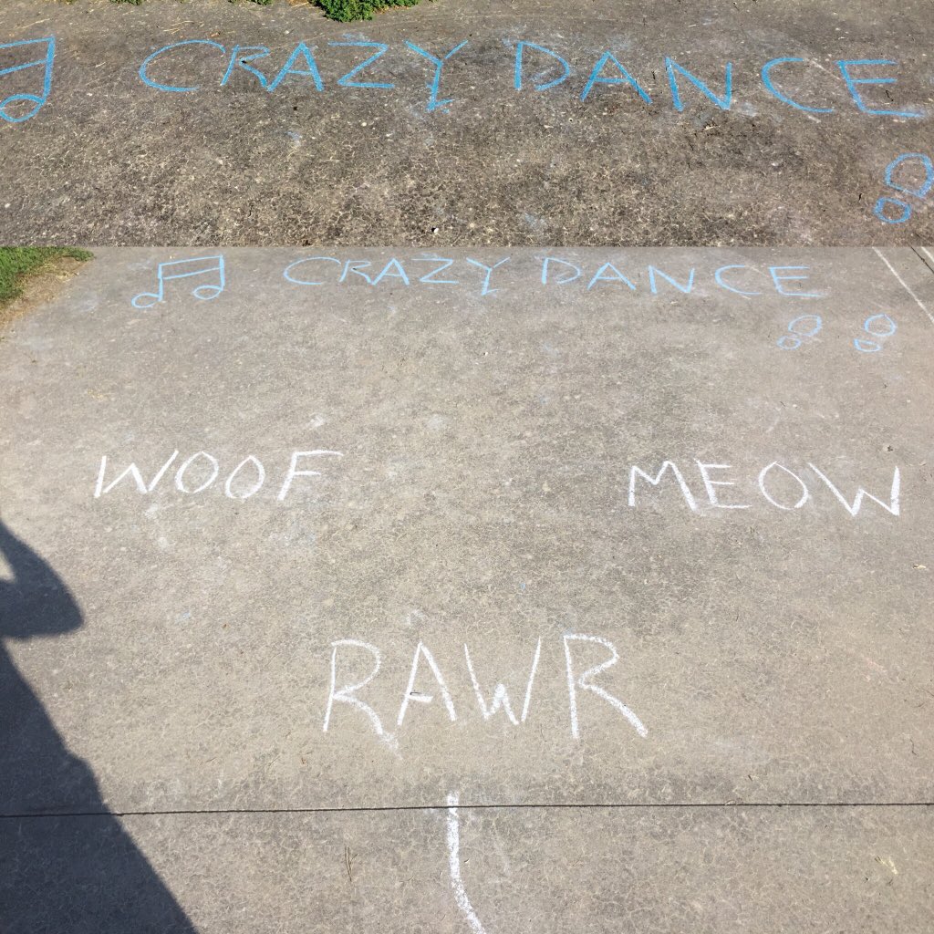 AltEliz's tweet image. Thanks to the people who created this chalk art at a park in town this weekend. My family spent ages doing the activities &amp;amp; laughing over our “crazy dances.” We had so much fun on Saturday that we went back on Sunday. #grateful #SimpleFun #family #outdoors