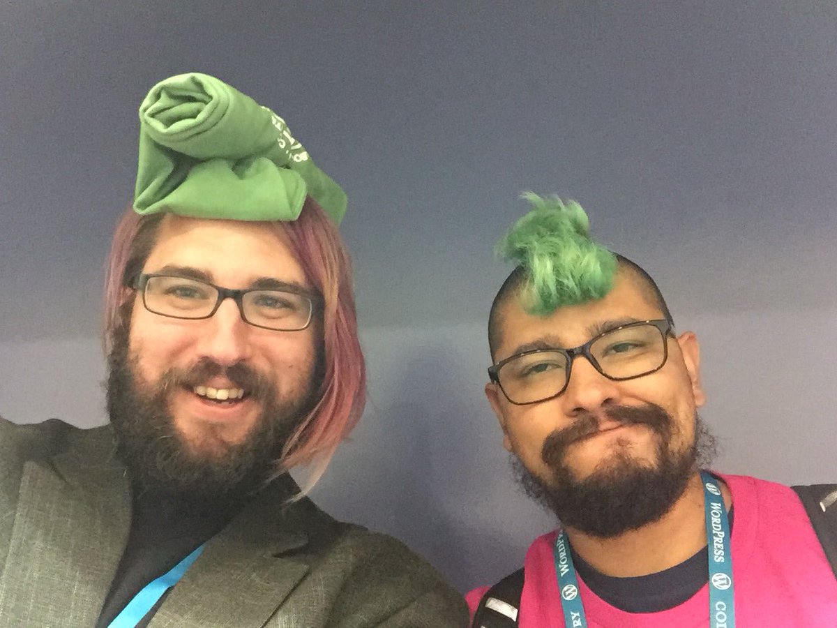 tylerlwsmith's tweet image. Mohawk buddies with @joemcasta #wcsac #WordCamp #WordPress