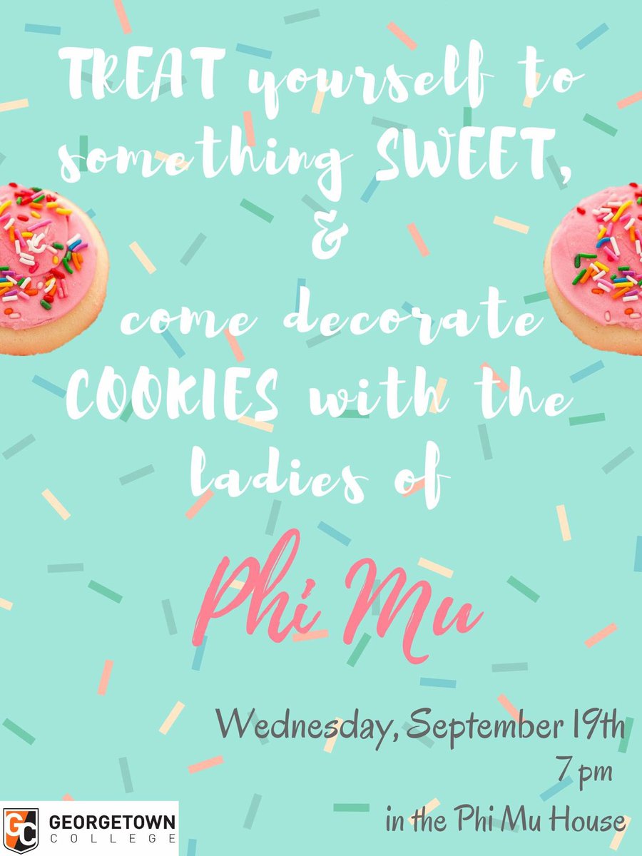 GCPhiMu's tweet photo. Fall shaped cookies and Phi Mu ladies make for a sweet mix! This Wednesday join us in some cookie decorating and treat yo self🍪 https://t.co/JDNnw8omWu