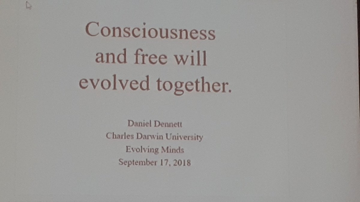 SuttonProfessor's tweet image. On the verge of #evolvingminds with @danieldennett raring to go at #CharlesDarwinUniversity