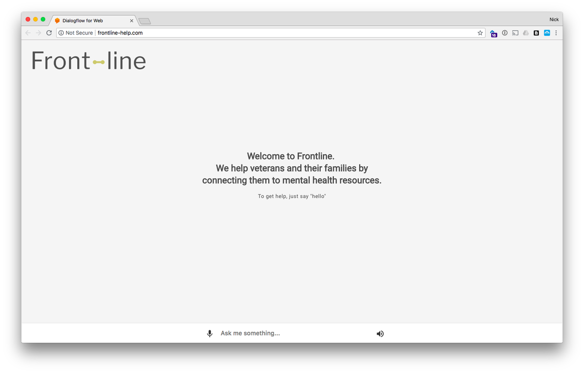 MLHacks's tweet image. frontline-help.com won the Best Use of @Domaindotcom for their chat interface to help heroes address and track problems. They made a messenger integration and a great website! #lumohacks