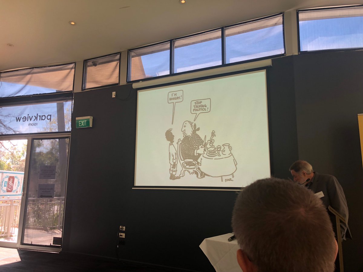 baumfran's tweet photo. Our health is political just like food supply as this cartoon shown by David Sanders #cphc2018 https://t.co/fRECd0EsAm