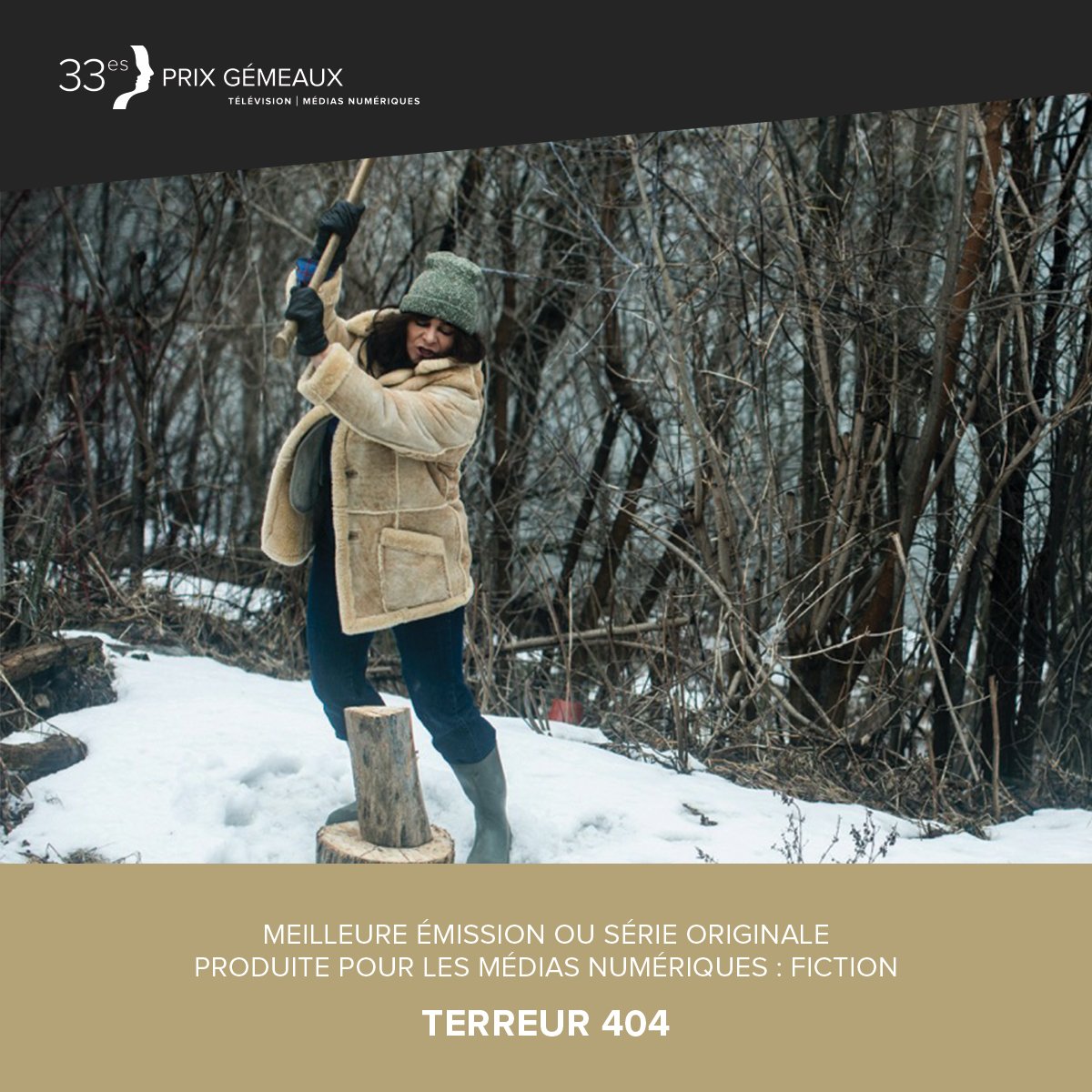 #Terreur404 remporte le prix de Meilleure émission ou série originale produite pour les médias numériques : fiction!
#GalaGémeaux