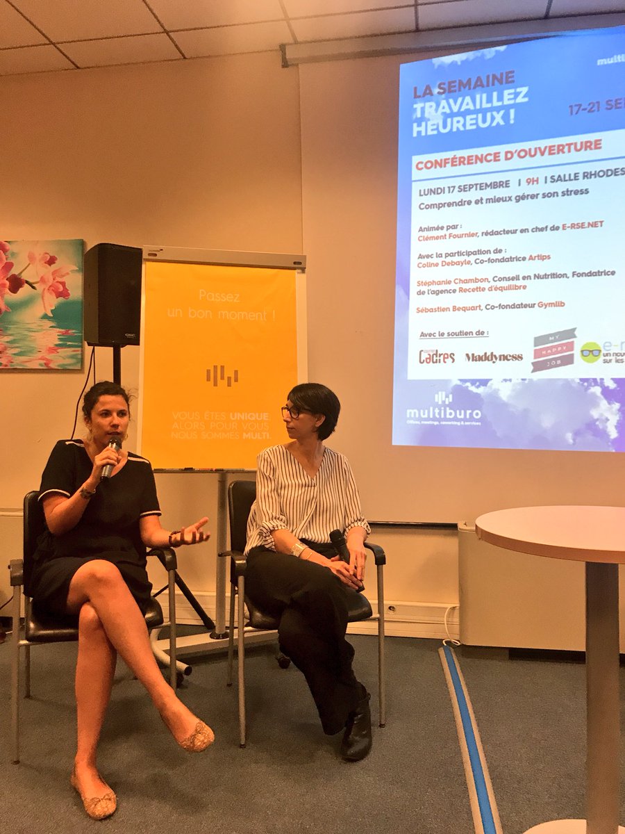 Artips_fr's tweet image. Ce matin chez @MultiburoGroup, notre fondatrice Coline participe à la conférence « Comprendre et mieux gérer son #stress » au travail #bulledeculture #casserlaroutine #bienetreautravail #travaillezheureux